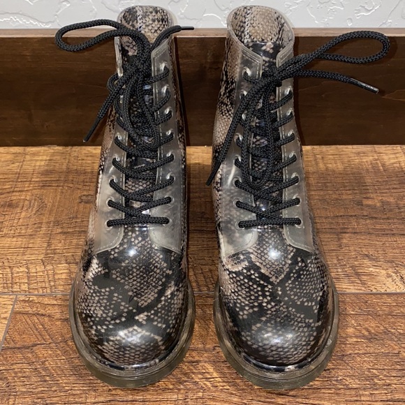 QUPID Jelly Python Lace Up Combat Moto Waterproof Boots “Dr. Marten-Inspired” - Picture 3 of 12